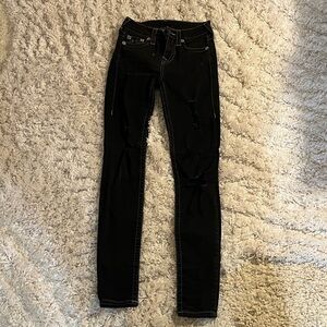 True Religion Black Distressed Skinny Jeans